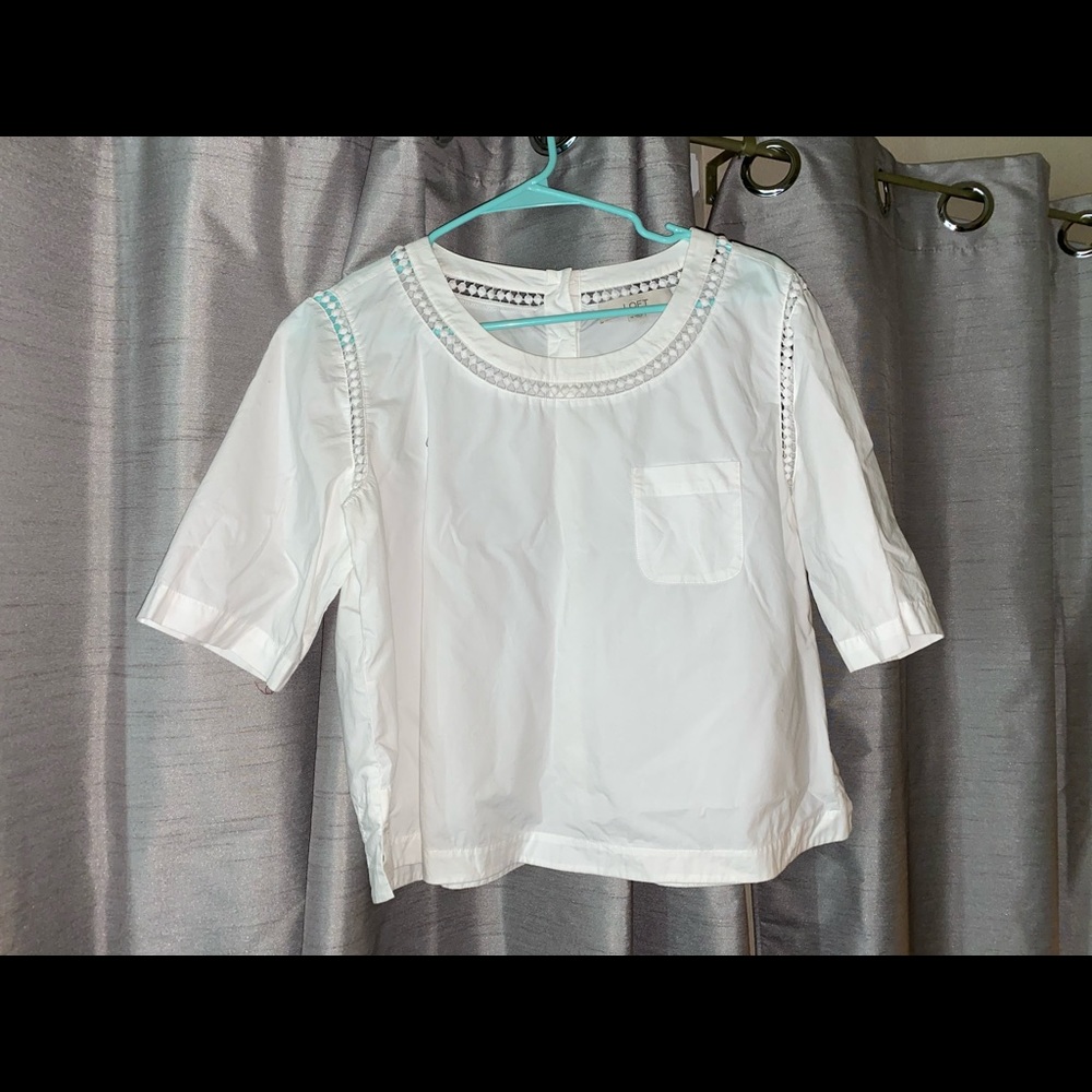 Loft white and lace detail top